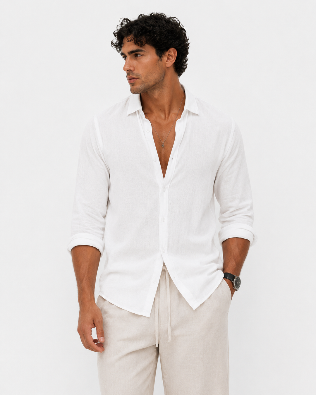 THE RIVIERA LINEN SHIRT - WHITE