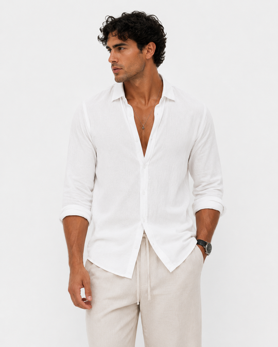 THE RIVIERA LINEN SHIRT - WHITE