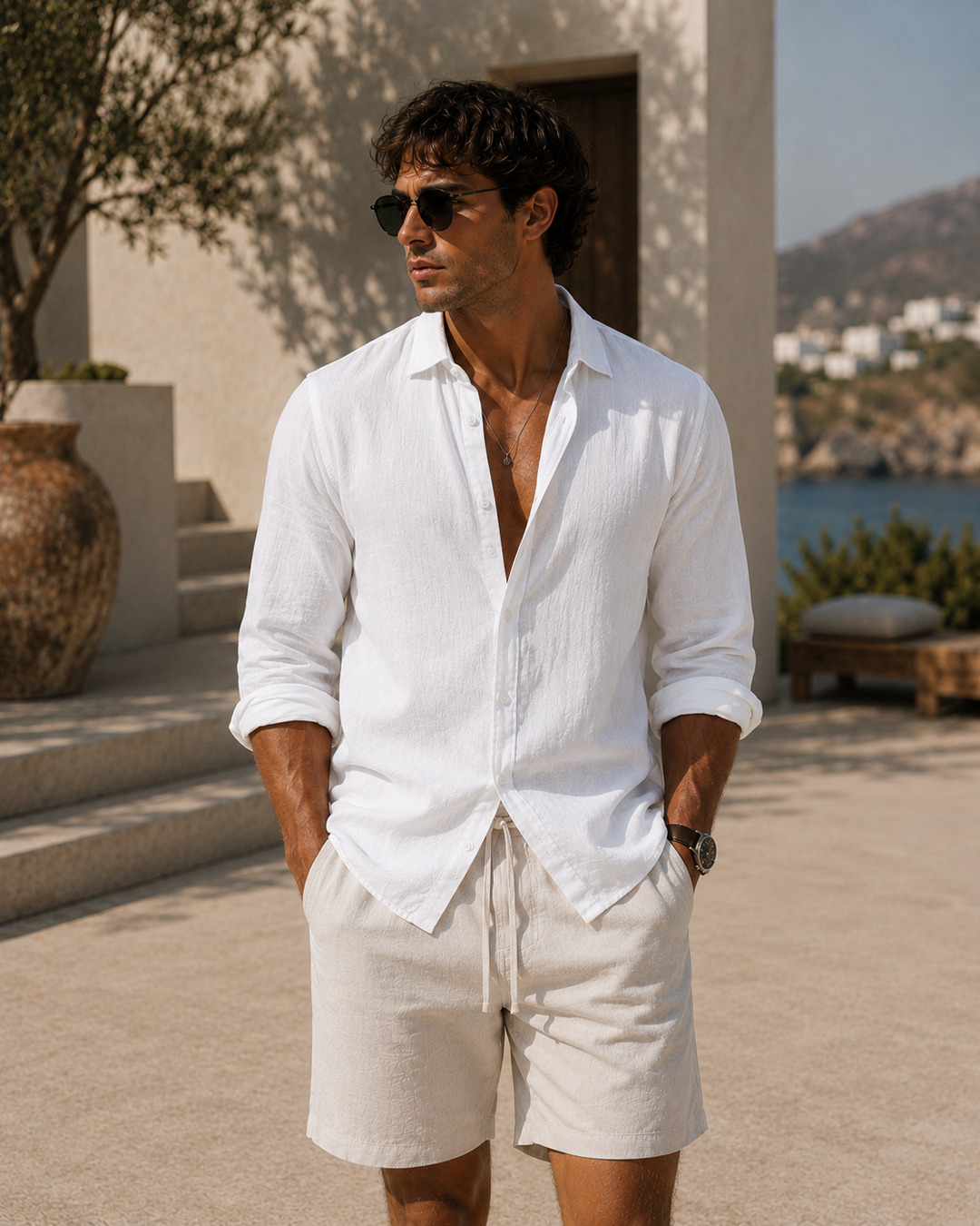 THE RIVIERA LINEN SHIRT - WHITE