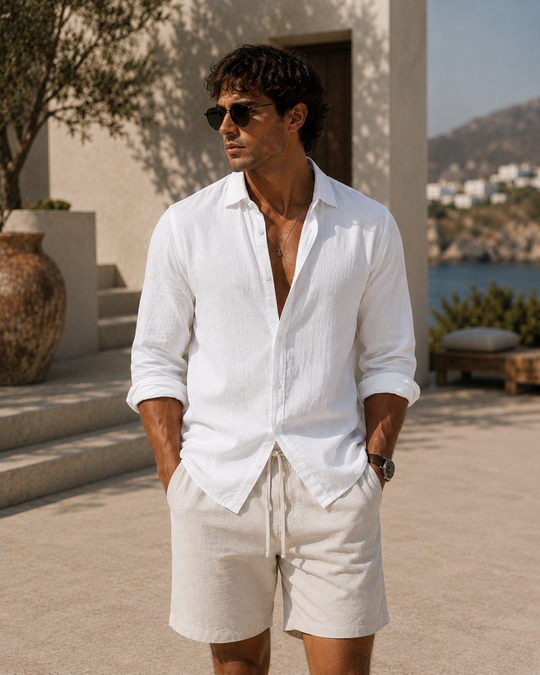 THE RIVIERA LINEN SHIRT - WHITE