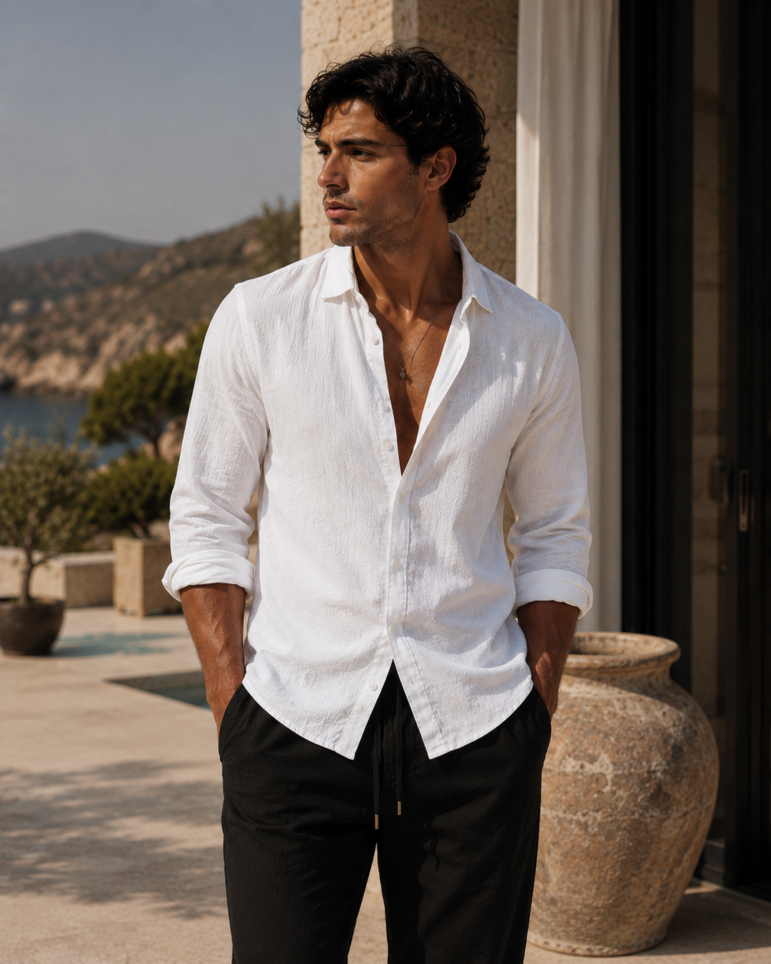 THE RIVIERA LINEN SHIRT - WHITE